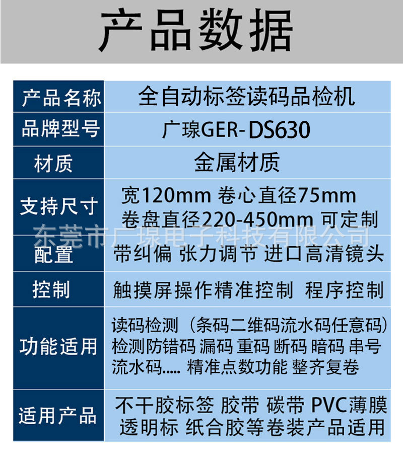 標(biāo)簽讀碼機(jī)配置表